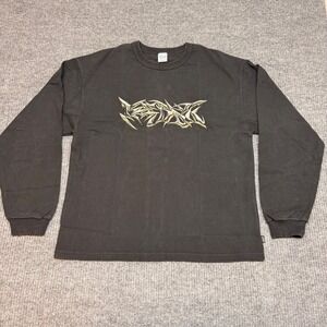 Vintage Keboz Y2K Metal Logo Long Sleeve T Shirt Black Men's Medium Japanese